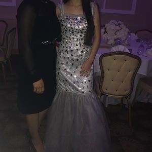 Silver Embellished Mermaid Gown
